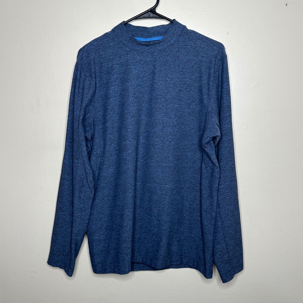 Lululemon Men's Rulu Mock Neck Top Long Sleeve Blue Heathered Activewear Small